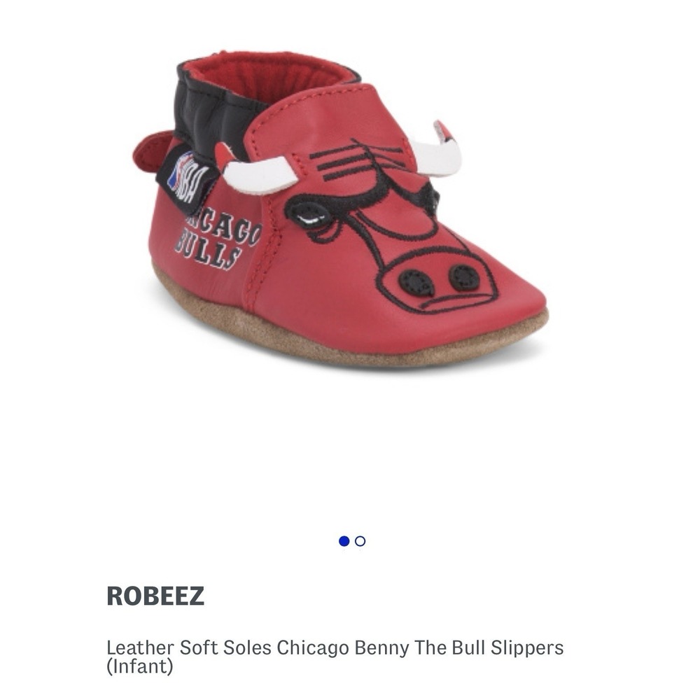 Robeez Leather Crib Shoes Booties Chicago Bulls NBA Baby Boy 12 to 18 Months New